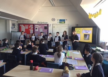 Herts Refugees Charity visits Year 6 to support Year 6's Fun Run, May 2019