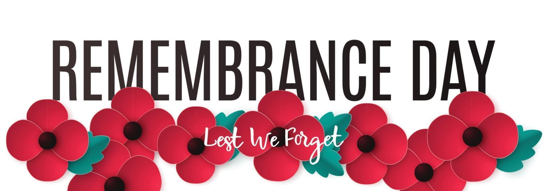 Remembrance day greeting long banner of poppy flowers vector