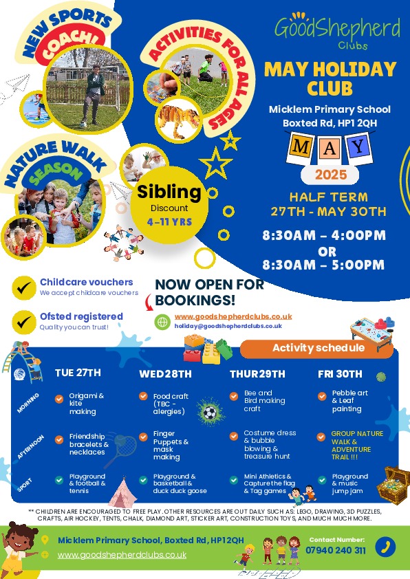 May 2025 Holiday Club Flyer