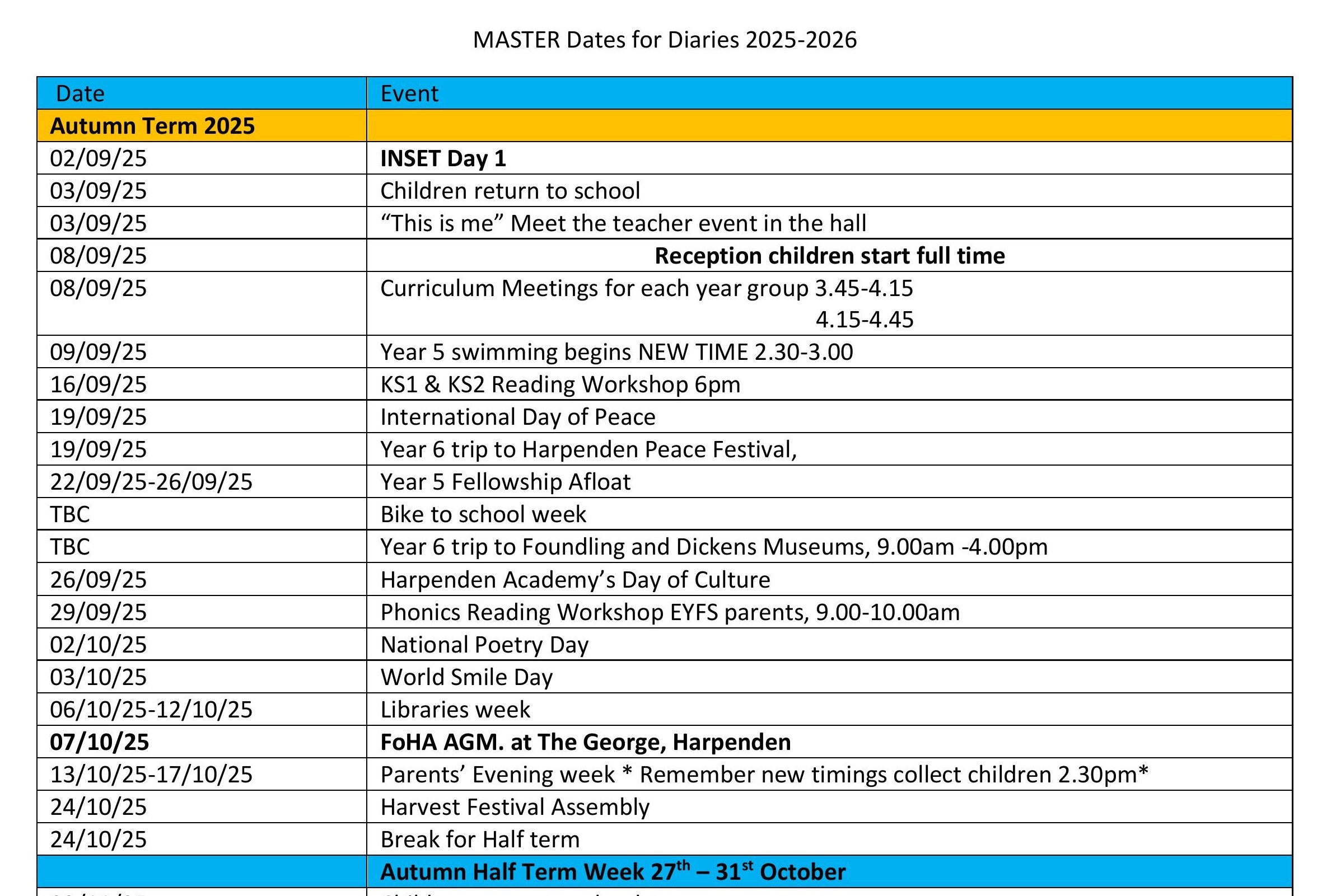 Dates for Diaries 2025 images 0